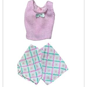 Vintage 1990s Pink White Barbie Shorts and Crop Top